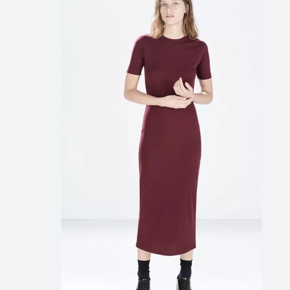 short sleeve ribbed midi dress